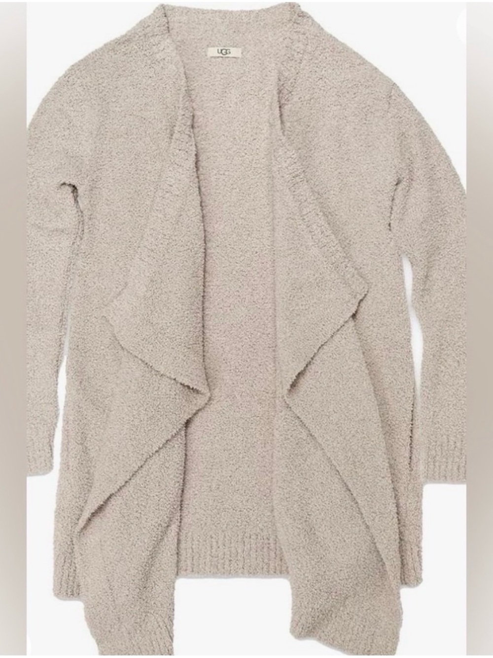 UGG Plush Open-Front Draped Cardigan in Light Taupe OVERSIZED